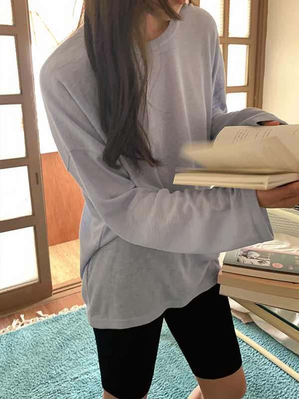 투어스 오버 루즈핏 얇은 시스루 긴팔 티셔츠